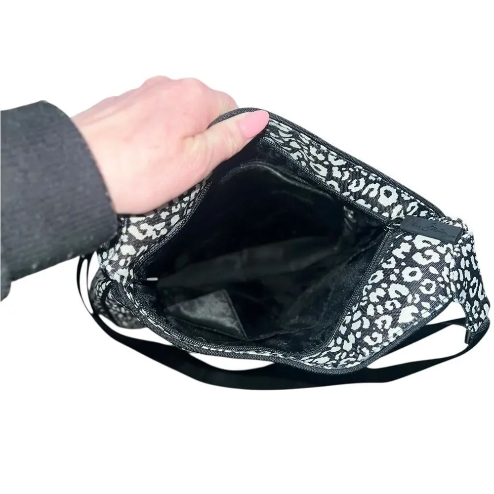 Vera Bradley Black White Leopard Print Quilted Crossbody Bag Adjustable Strap - Picture 12 of 13